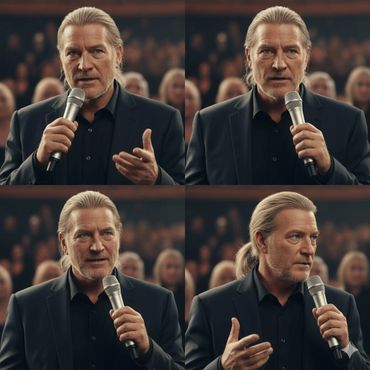 Daryl with microphone speaking at a conference