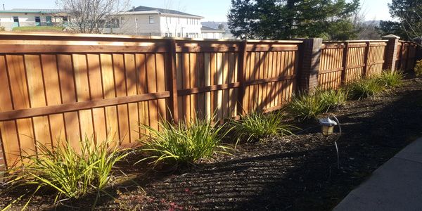 Redwood Board on Board Fence