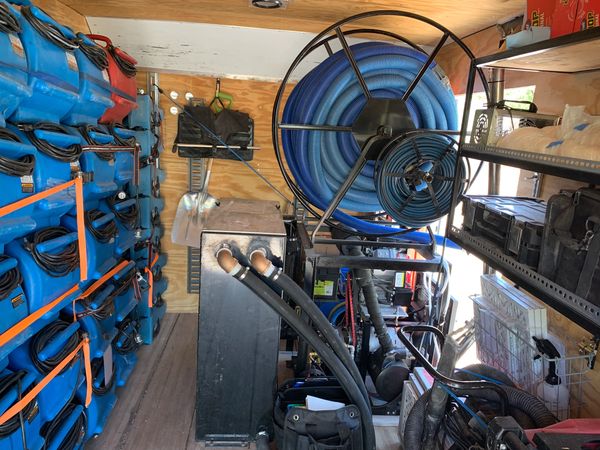 Water Damage Restoration Equipment in box truck