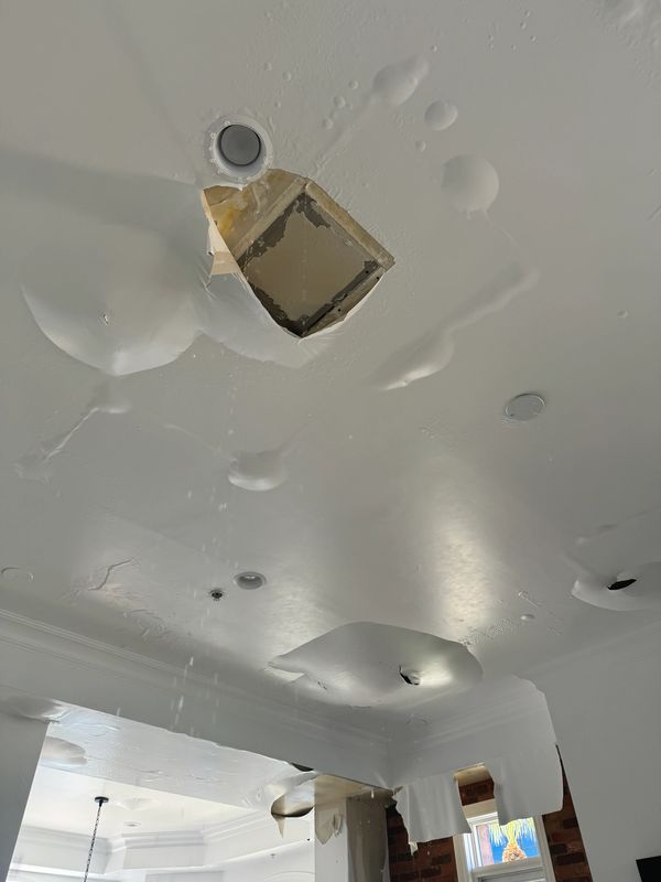 Ceiling water damage.