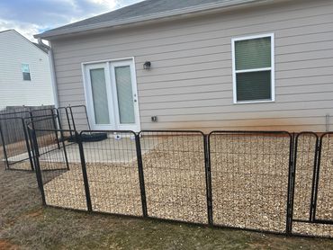 Pea gravel installed in backyard