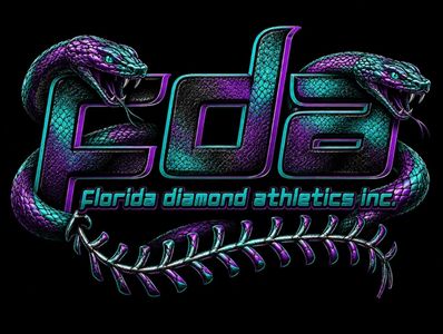 Logo with two snakes and the text 'Florida diamond athletics inc.'