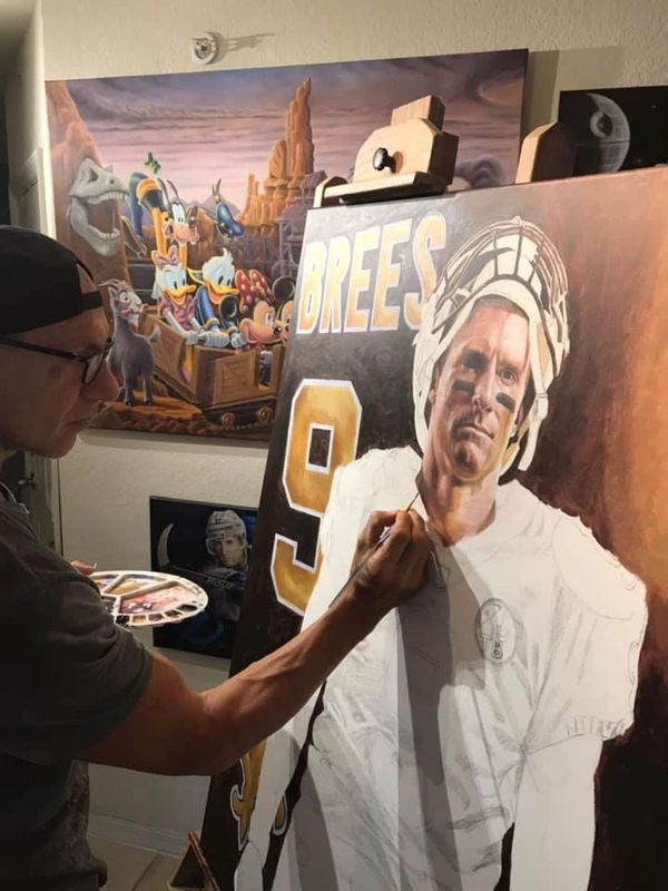 Drew Brees Original art, Big Thunder Mountain Railroad Inspired Original Artwork