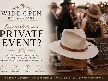 Stylish hats and private event services by Wide Open Hat Company.