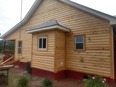 Pine log siding