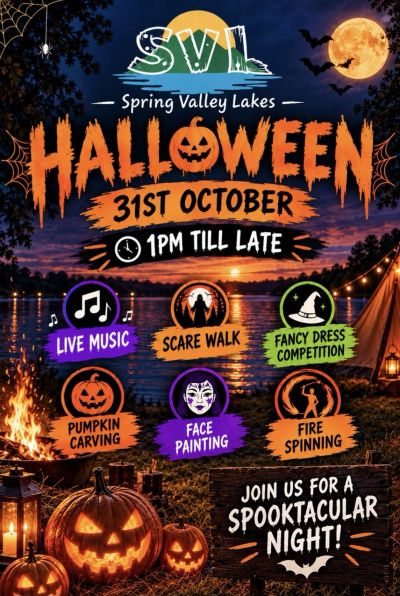 Halloween event at Spring Valley Lakes on 31st October from 1 PM.