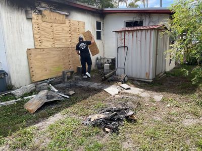 Emergency Board up after a fire.