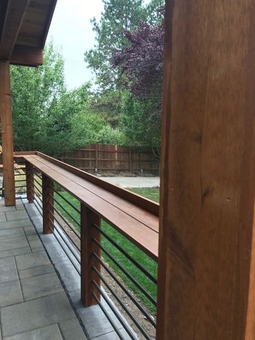 Outdoor Living with deck railings that act as bar top