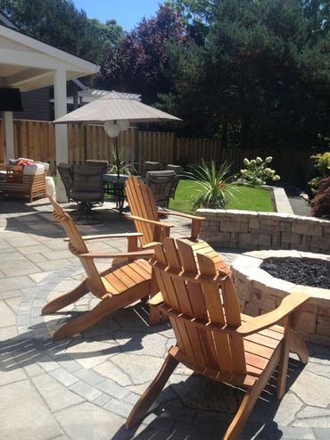 Outdoor Living fire pit with sitting walls