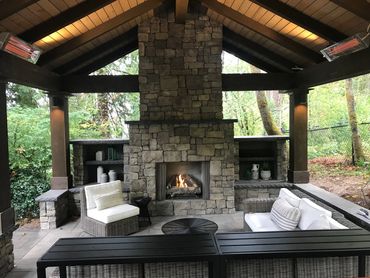 Outdoor Living structure with fire place