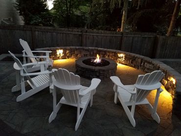 Outdoor Living fire pit and sitting wall