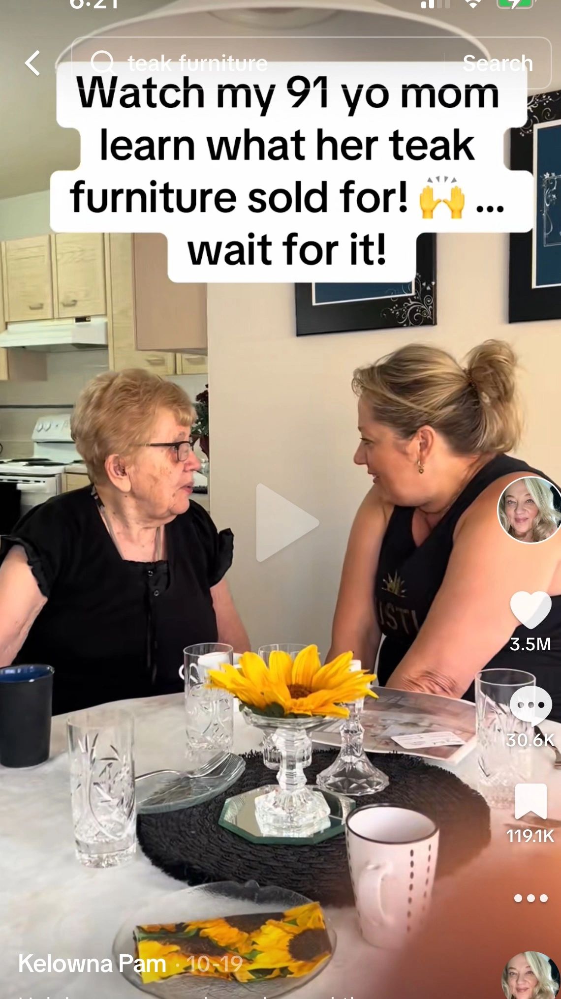 Find out what the teak chairs look like on the first episode of A Talk with Mom.