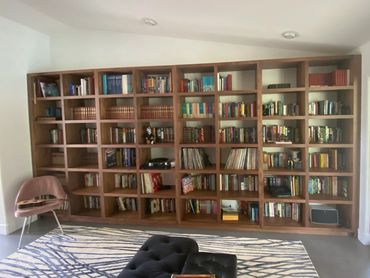 Built-in walnut library.
