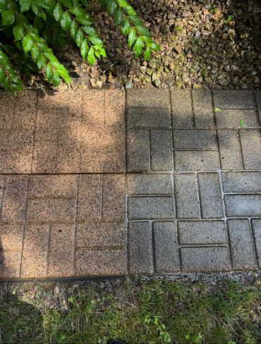 Pavers before and after pressure washing