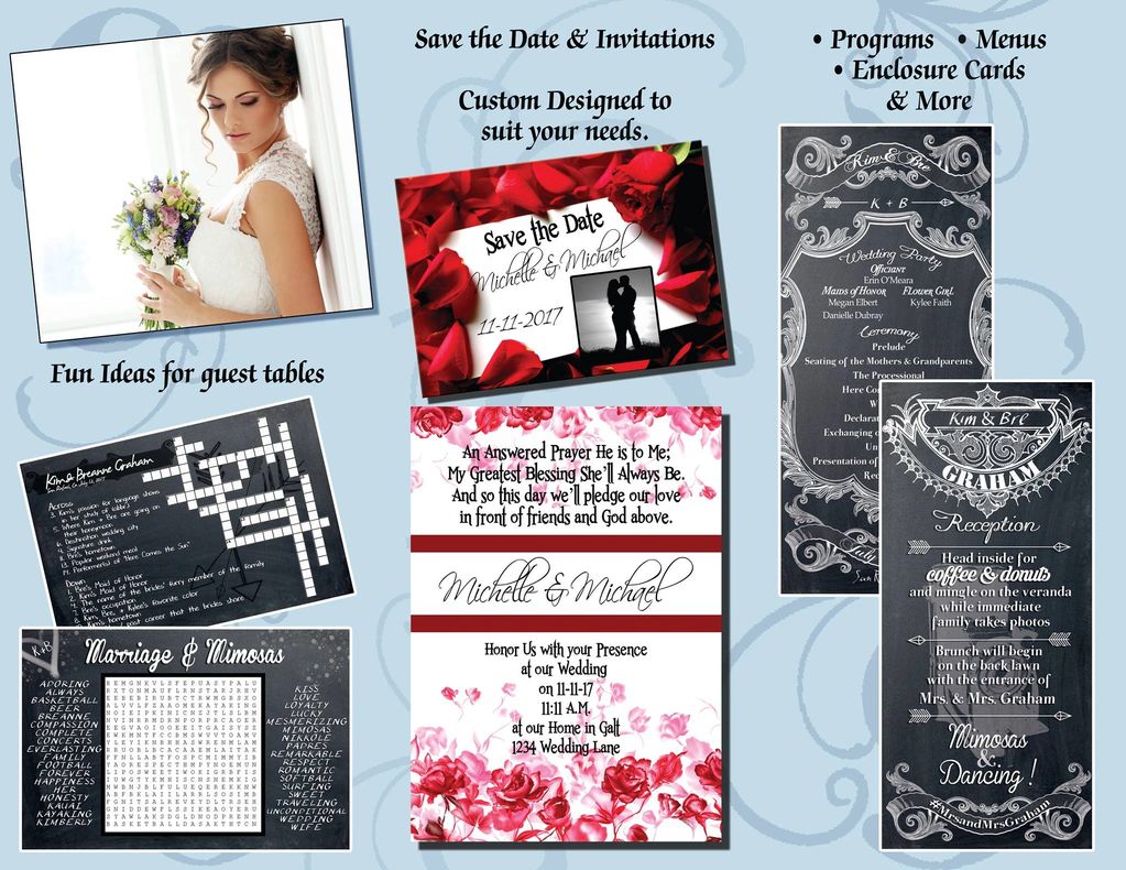 Samples of wedding graphic design work