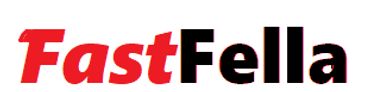 Logo displaying 'FastFella' with 'Fast' in red italic and 'Fella' in black.