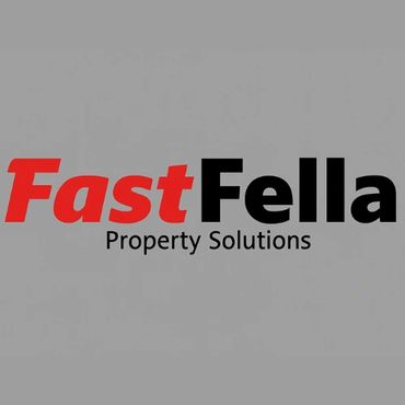 Logo for FastFella Property Solutions with bold red and black text on gray.