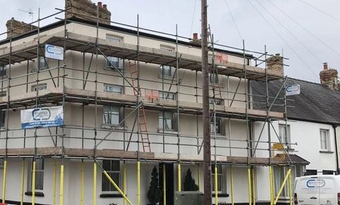 Scaffold erected for roof works