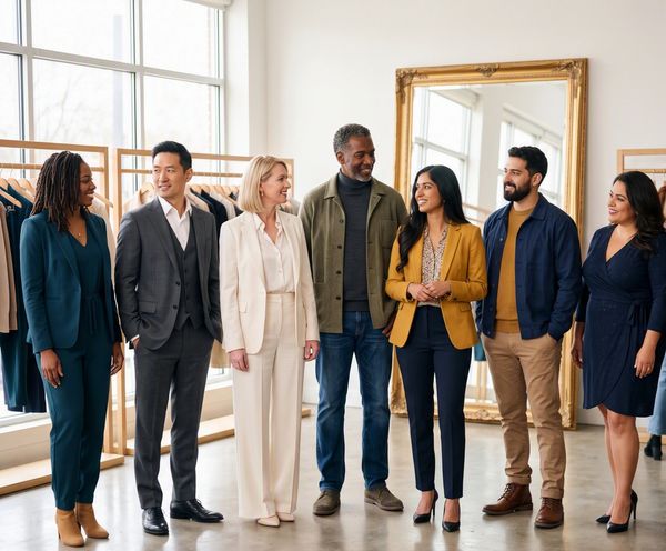 A group of professionals in polished business attire