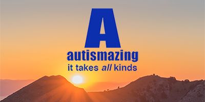 autismazing logo and tag line it takes all kinds agains sunrise background