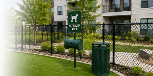 Pet relief area in an apartment complex.