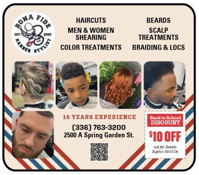 Barber in Greensboro Bonafide Barber exclusive savings Only Here