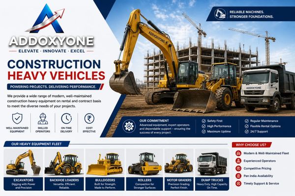 Construction heavy vehicles by Addoxyyone powering projects with reliable machines and skilled operators.