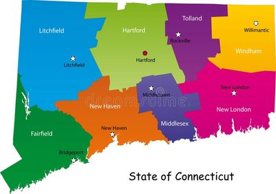 Map of Connecticut counties for mole extermination service area