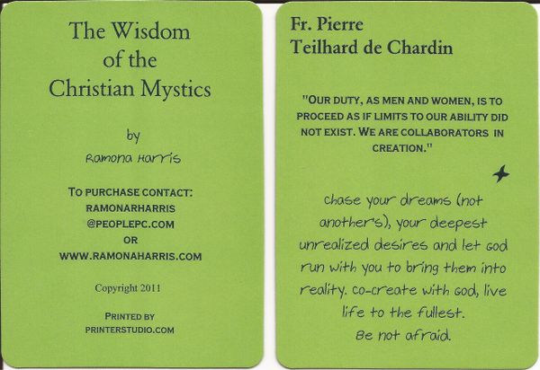 Sample card from The Wisdom of the Christian Mystics card deck. (Note the email on this sample has b