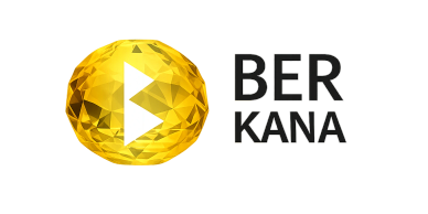 Logo with a golden geometric sphere and text 'BER KANA'.