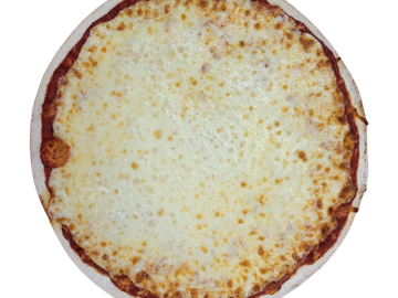 Cheese pizza with a golden crust.
