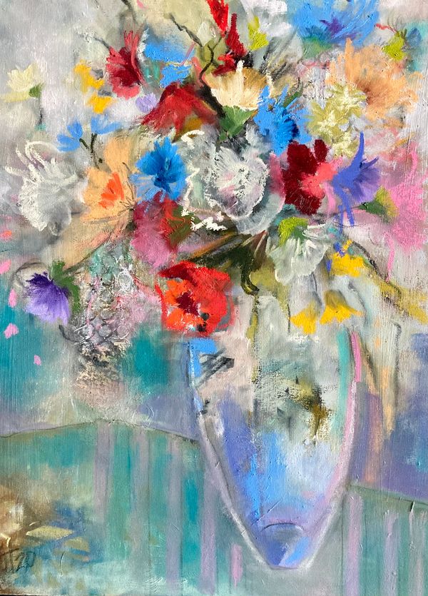 Flowers in a vase, original oil painting