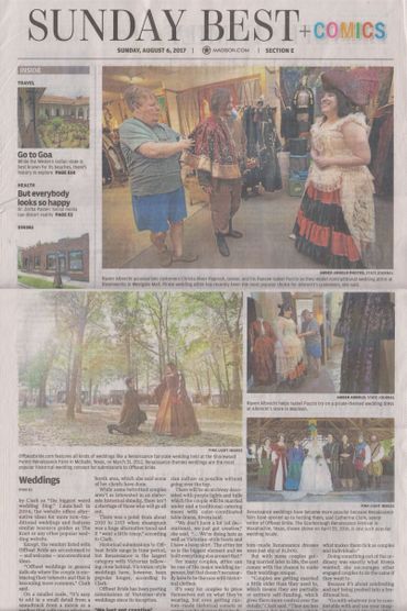 The newspaper scan of the Wisconsin State Journal feature on Renaissance Weddings featuring Sherwood
