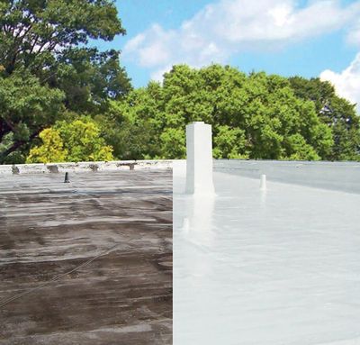 A residential roof with half work completed 