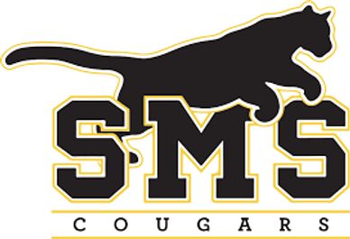 Black cougar above SMS letters with 'Cougars' text below in a school logo.