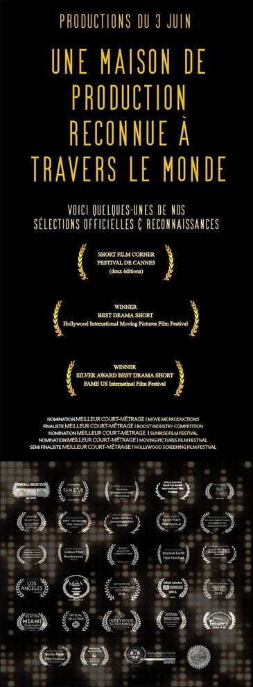 Logos et Laurels de reconnaissances de festivals de film de cinéma indépendant de P3J