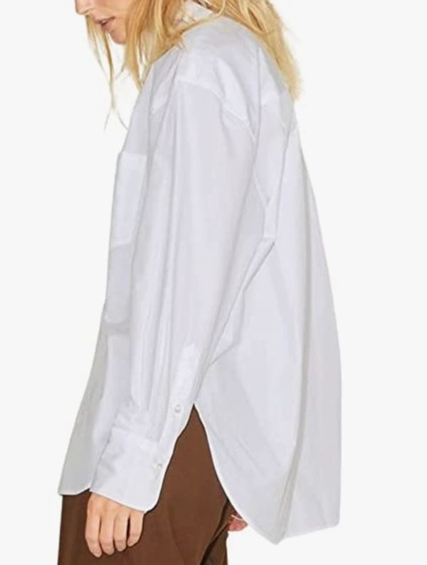 <alt> Blusa manga larga de mujer de color blanco </alt>