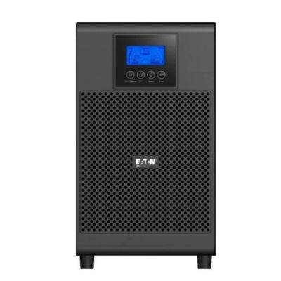 Black Eaton UPS device with display and control buttons.