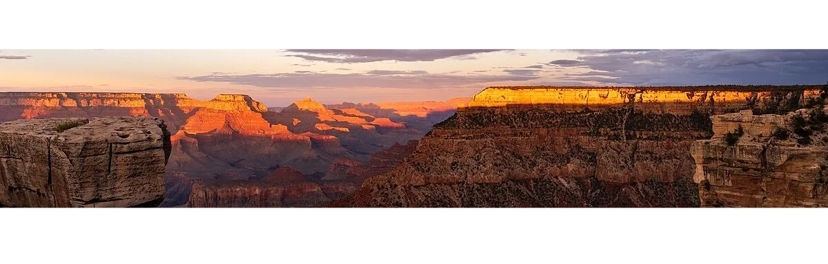 The south rim, and partial views of the north rim, as seen from Mather Point at the Grand Canyon at