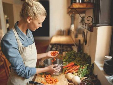 Lady cooking healthy meal