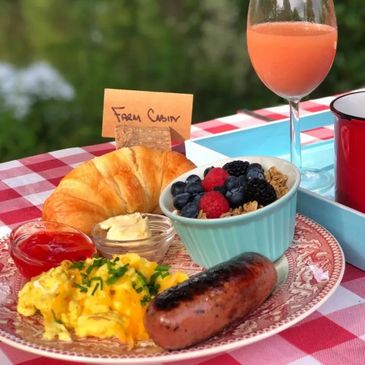 fresh local farm to table breakfast included in your stay at Blue Heron Farm and Retreat