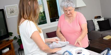 helping with laundry
