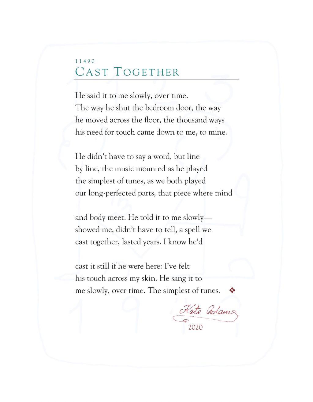 PDF of poem "Cast Together"
simplest of tunes, cast together