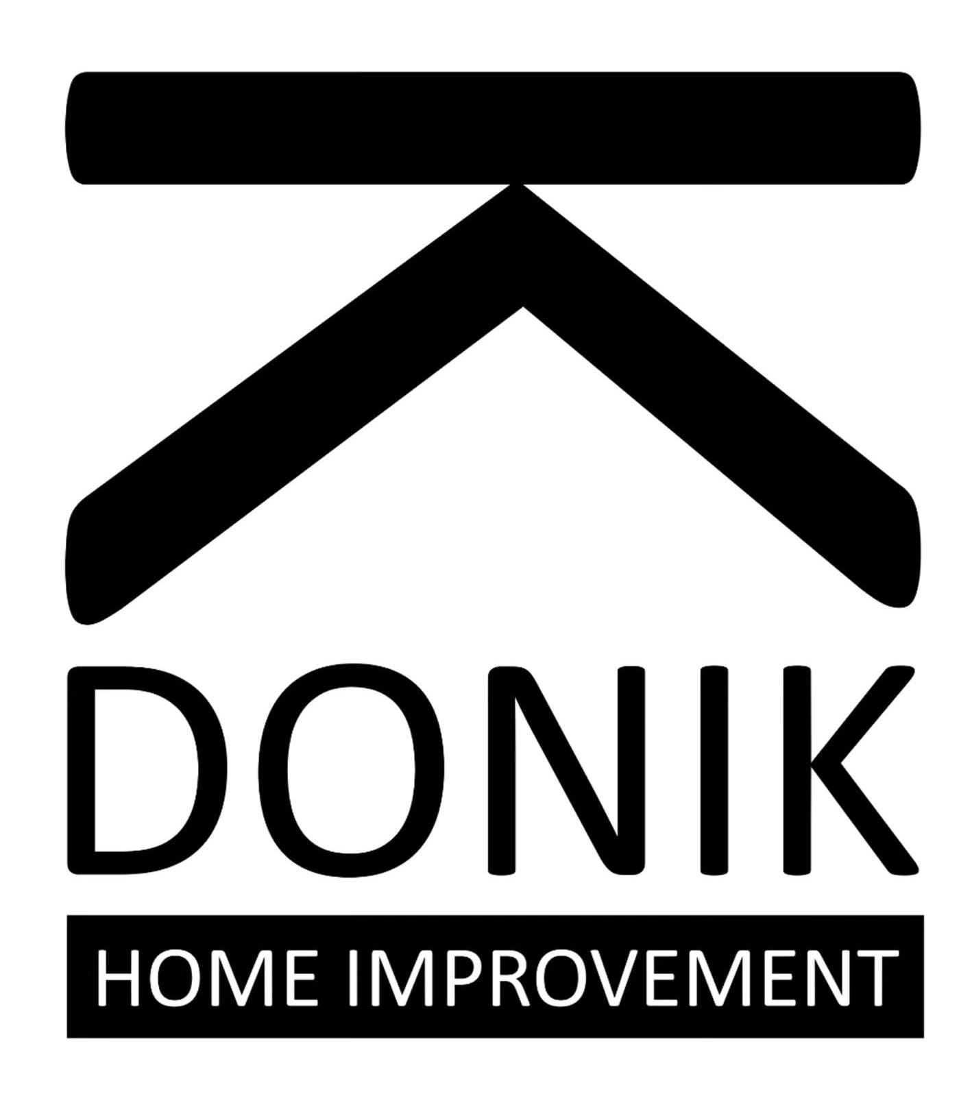 Black and white logo for Donik Home Improvement with a house roof symbol.