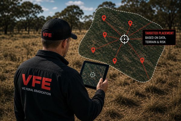 Man targeting feral eradication points using a tablet.