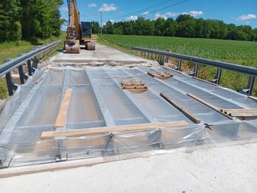 Bridge blasted and wrapped, ready for paint!