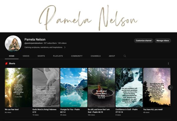 Pamela Nelson YouTube Channel.  Sr. Spiritual Director, Leadership Coach and Counselor