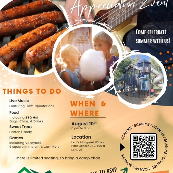 Community summer appreciation event with music, food, games, and fun activities.