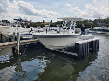 Guardian Free Floating Boat Lift with Customer's Boat Lifted