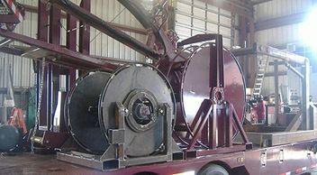 Hydraulically Powered Coiled Tubing Hose Reel on a Trailer
